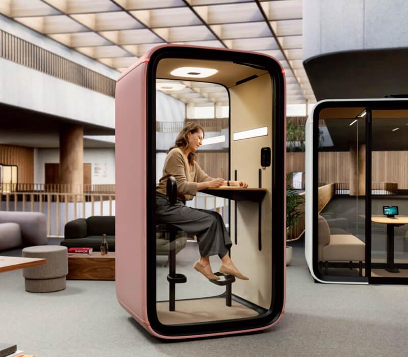 A phone booth used for private work
